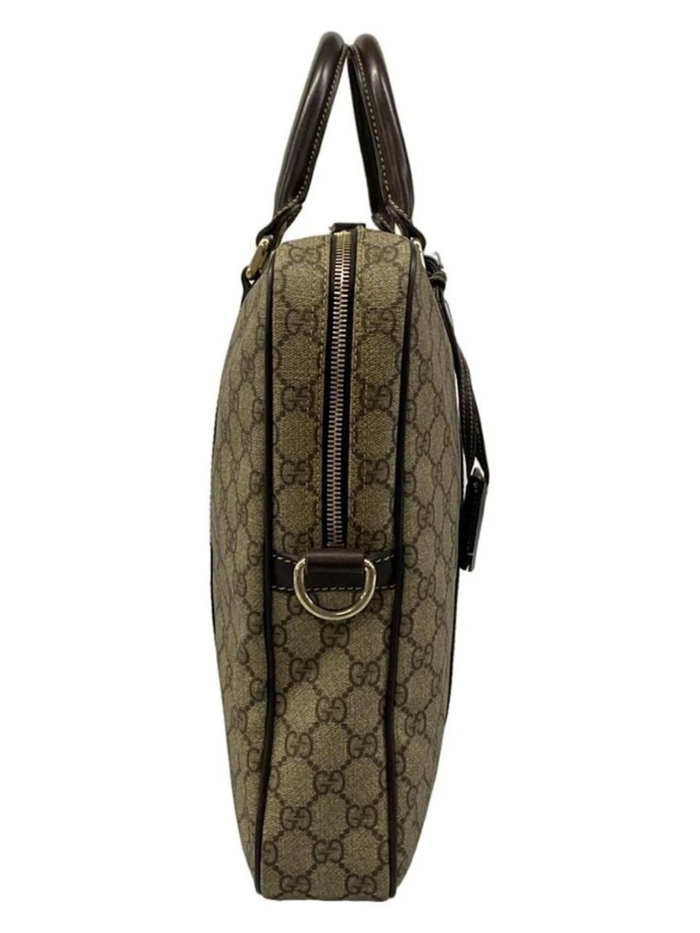 GUCCI GG Plus/GG Supreme 201480 Beige Ebony Dark Brown PVC Leather Business Bag - Picture 2 of 15
